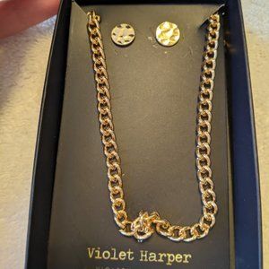 NWT Violet Harper Gold Necklace and Earring Set